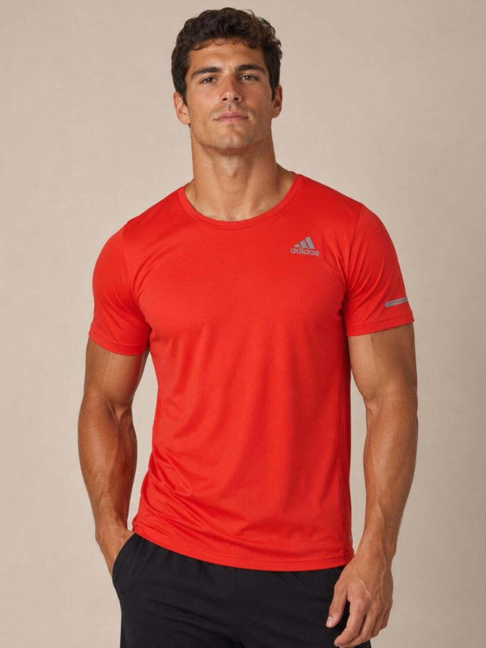 adidas Men's Red Performance Climalite Short Sleeve Tee Running shirt
